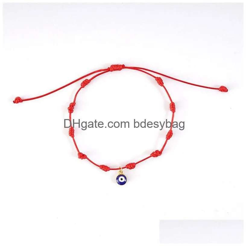 Charm Bracelets 2021 Uni Creative Retro Wax Thread Woven Adjustable Evil Eye Pendant Bracelet Bohemian Friendship Drop Delivery Jewelr Dhfur