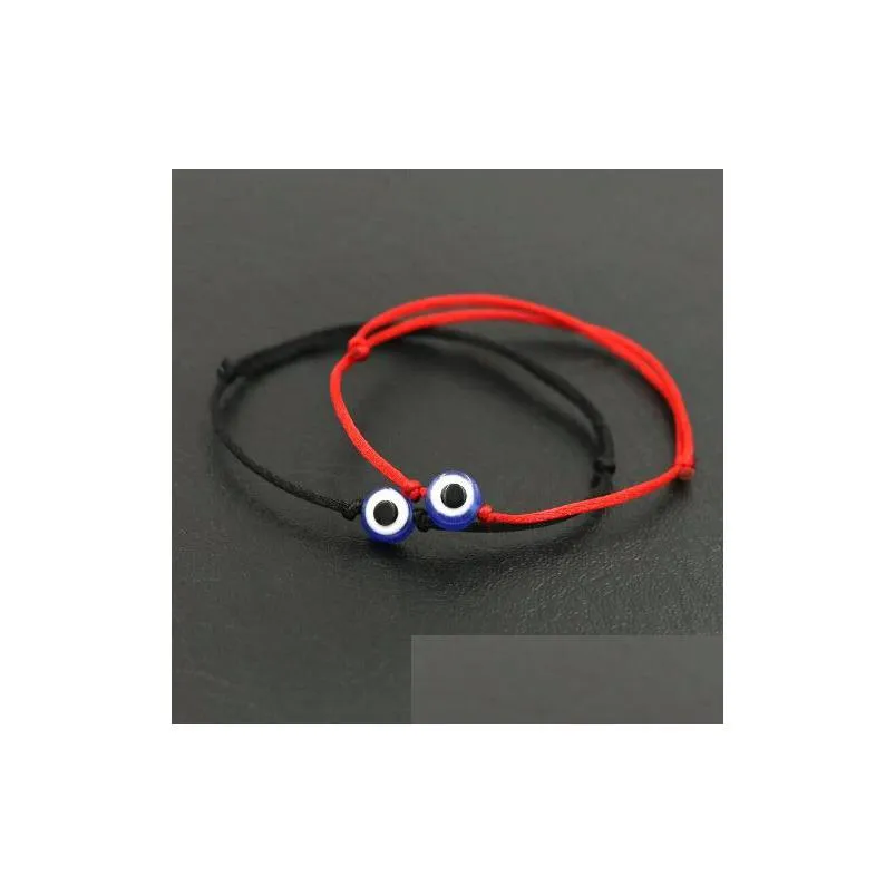 Charm Bracelets Ship 20Pcs Lucky Red String Thread Rope Bracelet Black Turkish Evil Eye Charms Girls Kids Children Braided D Dhgarden Dhngn