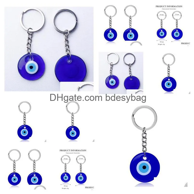 Key Rings Turkish Blue Evil Eye Key Rings Keychain Charms Pendants Crafting Glass With Keyring Hanging Ornament Jewelry Accessories Am Dhz8I