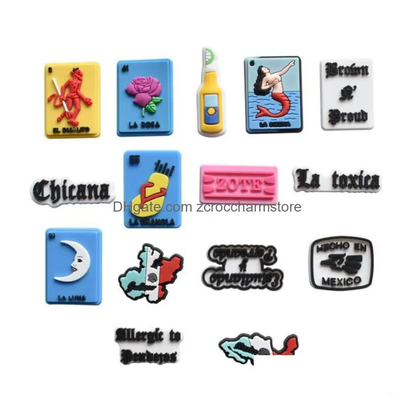 wholesale mexican croc pvc shoe charms custom shoes decorations for clog