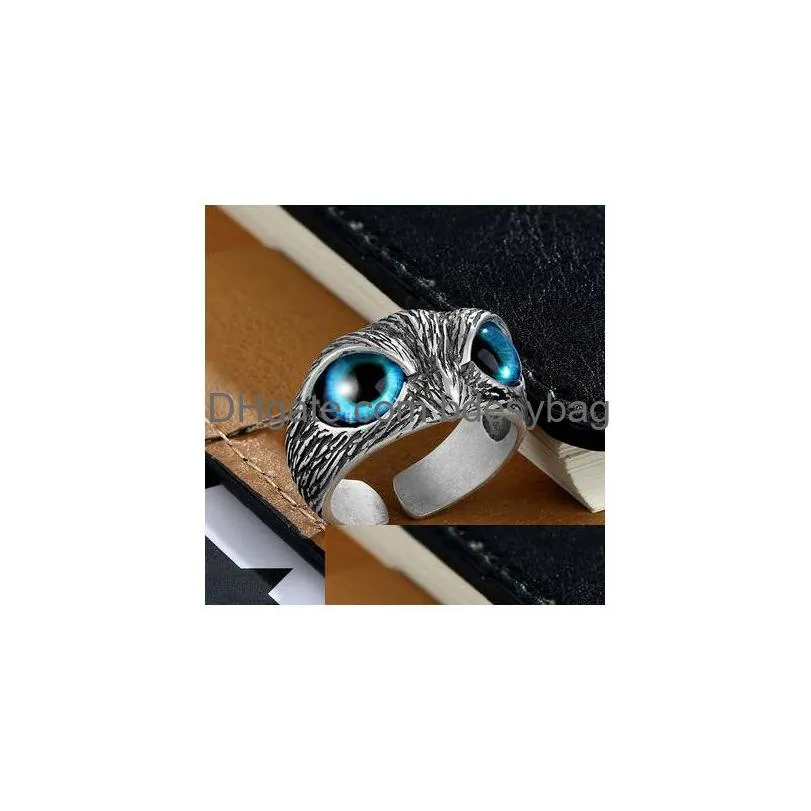 Band Rings Evil Blue Eye Turkish Owl Magic Ring Emo Pride Matching Punk Accessories Women Man Couples Gifts Self-Defense Drop Delivery Dhn6X