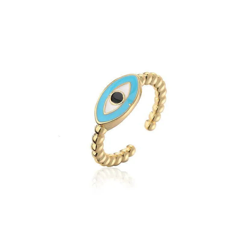 Band Rings Band Rings Newbuy Fashion Enamel Lucky Evil Eye Jewelry 2022 Trendy Gold Color Copper Open Finger Ring For Women Dhgarden Dhunq