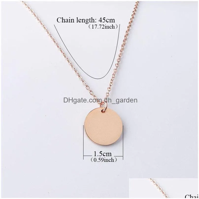 diy round coin pendant necklaces for women gold silver chain collares minimalist clavicle necklace trendy valentines day jewerly