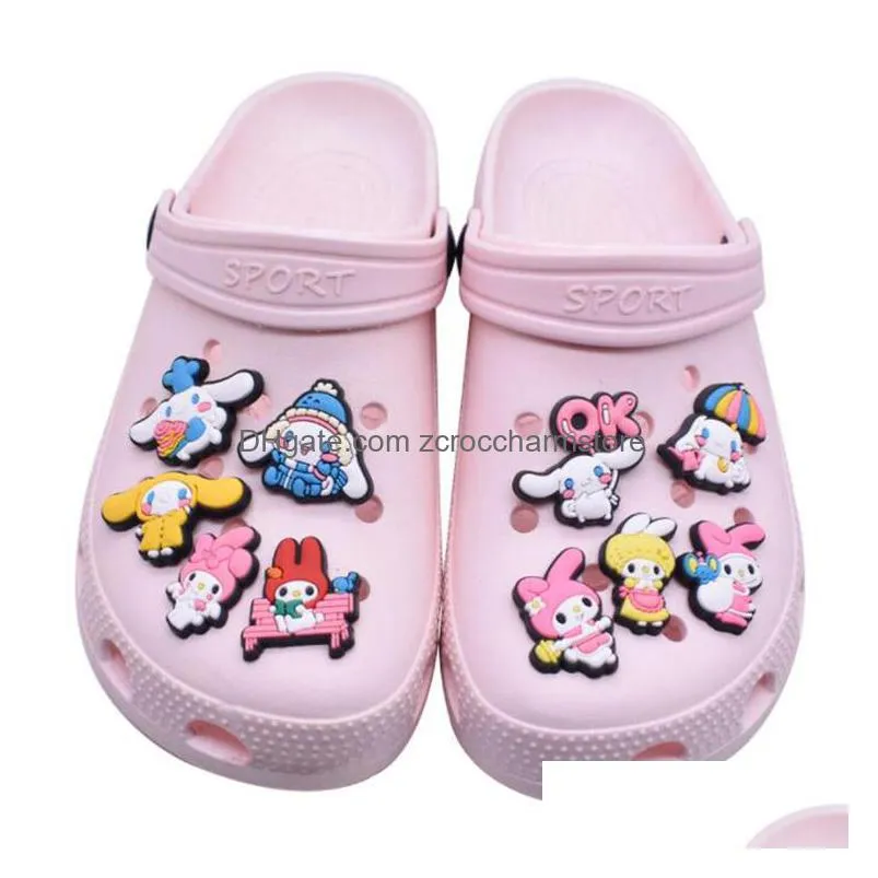 fast delivery croc charms black cute cartoon pvc shoes charm shoes buckles action figure fit bracelets jibz shoe accessories wristband girls kids