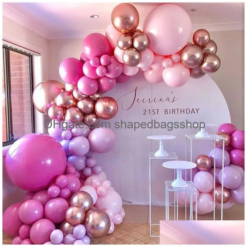 Other Event & Party Supplies 112Pcs Rose Gold Confetti Chorme Metallic Balloon Arch Garland Pink Red Latex Globos Wedding Birthday Par Dhblc