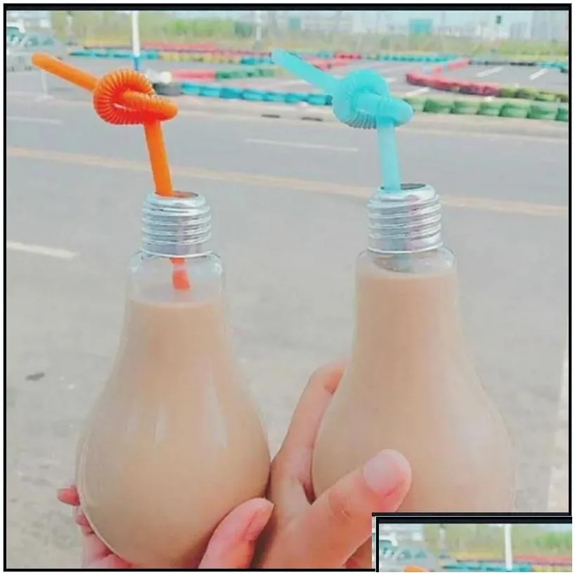 other drinkware milk tea glass or plastic light bb water bottle 100ml 500ml drink fruit juice leak proof containers lamp drop delive