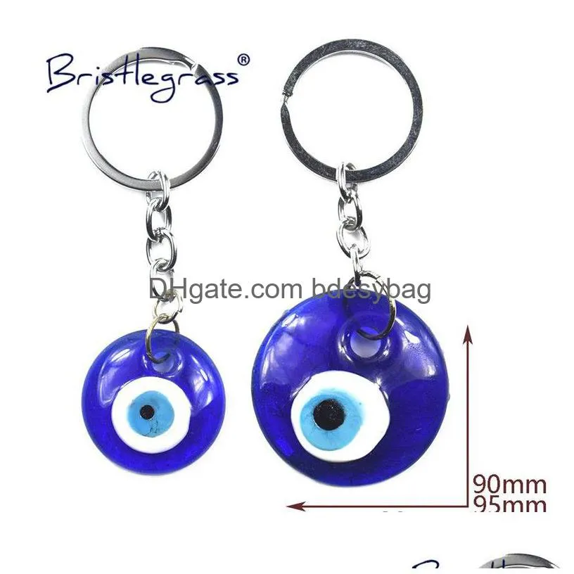 Keychains & Lanyards Turkish Blue Evil Eye Key Chains Ring Holder Keychain Amets Lucky Charm Glass Hanging Pendant Blessing Protection Dhg7W