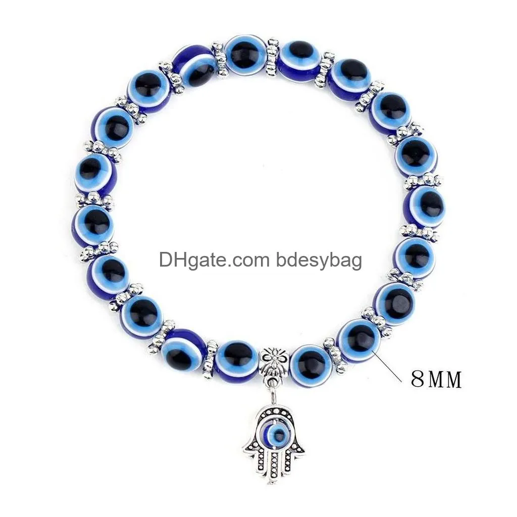 Charm Bracelets Charm Bracelets Natural Stone Turkey Evil Eyes Uni Fashion Blue Eye Bracelet Party Jewelry Simple Evil-Eye Hand Lucky Dhtla