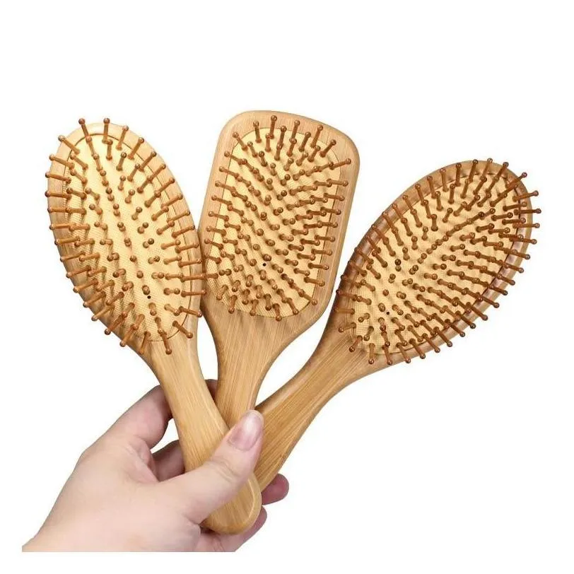 Hair Brushes Care Styling Tools Productswood Airbag Mas Carbonized Solid Wood Bamboo Cushion Antistatic Brush Comb Jlldbh Drop Deliv