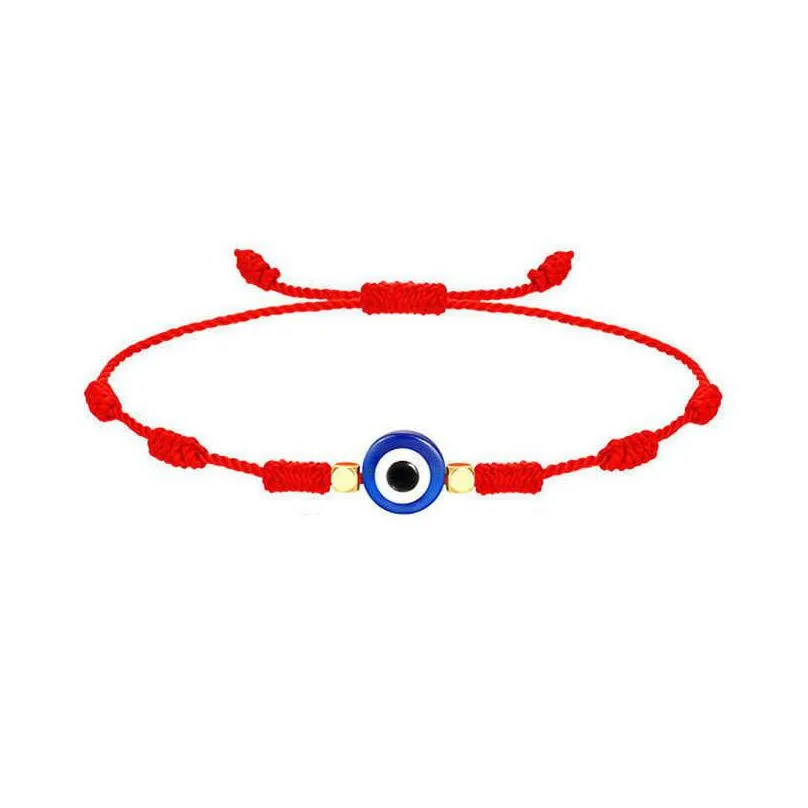 Chain Evil Turkish Blue Eye Hand Woven Bracelet With Seven Adjustable Red Drop Delivery Jewelry Bracelets Dhgarden Dhwrn