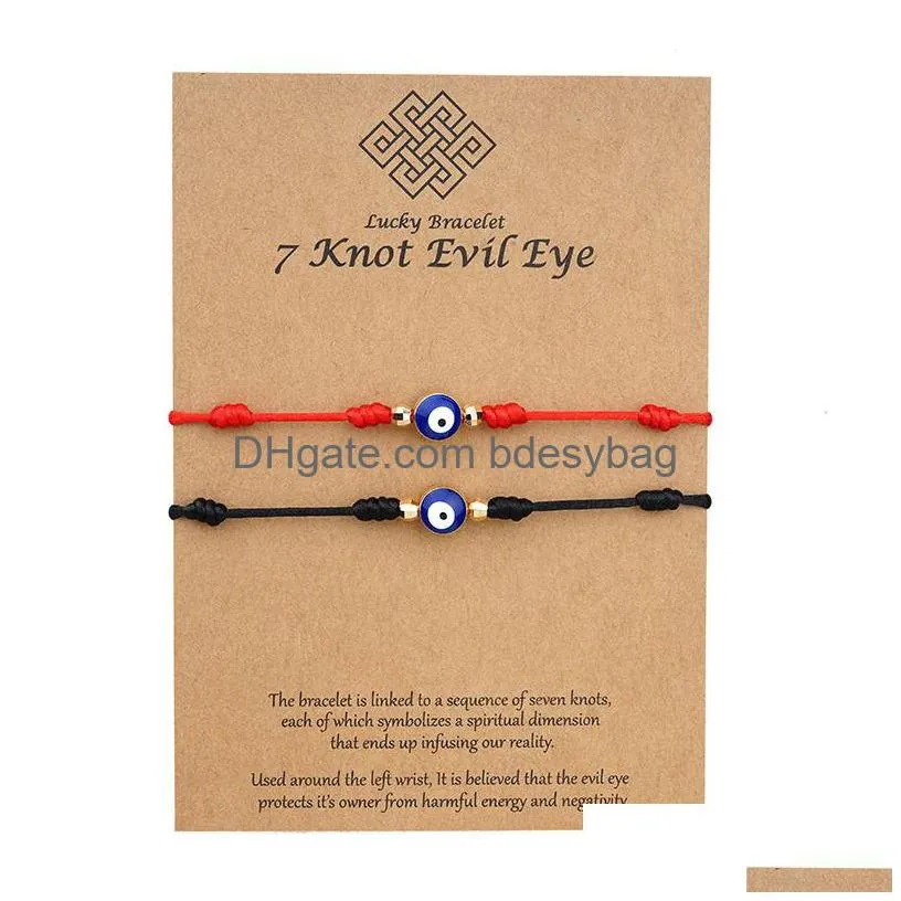 Charm Bracelets Evil Blue Eye 7 Knot Lucky Bracelets Adjustable Red String Amet For Women Men Little Boys Drop Delivery Jewelry Bracel Dhjql