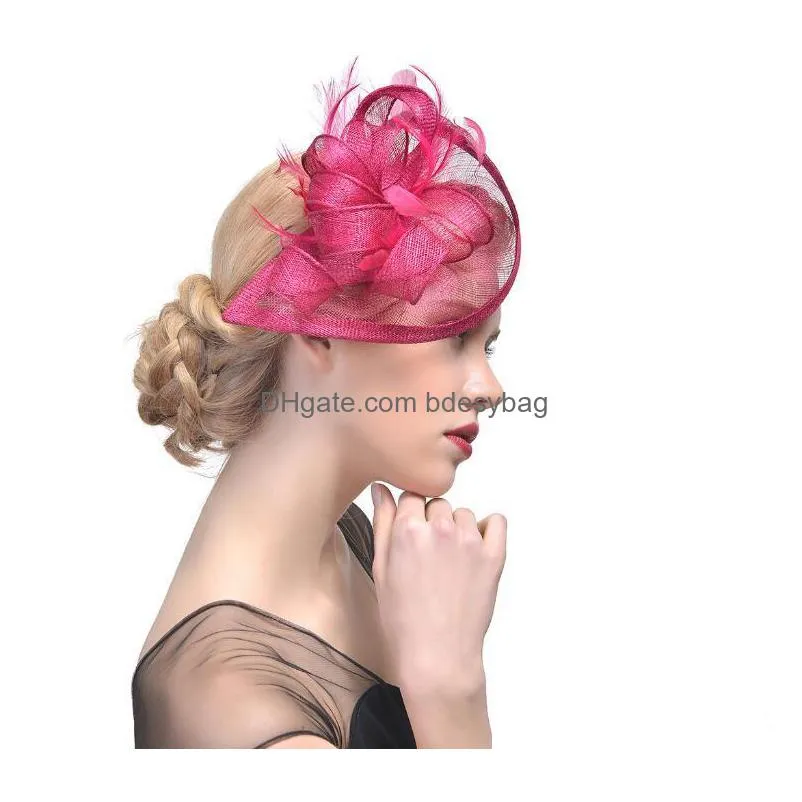 new fascinator hair accessories elegant fashion headwear fancy feather beads hair pins cocktail party hair clips forgirls gb624