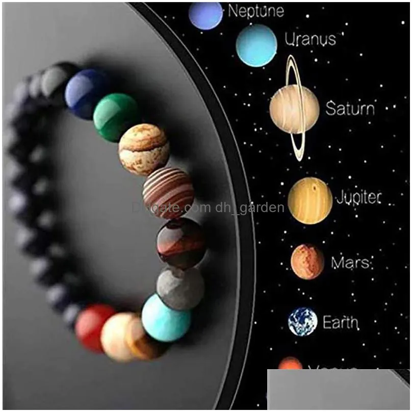 new eight planets bead bracelet men natural stone universe solar yoga chakra elastic string bracelet for men jewelry wholesale 2020z