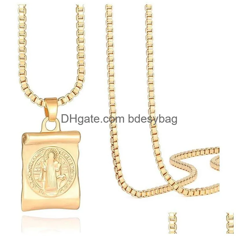 Pendant Necklaces Gold Moon Star  Evil Eye Pendant Necklace Medallion Paperclip Chian Choker Layering Jewery For Drop Delivery Jew Dhs3G