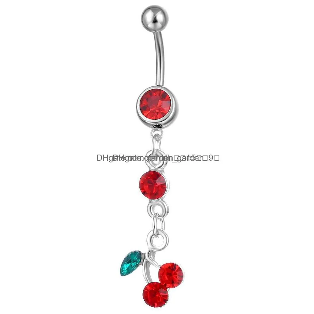 navel bell button rings d0091 cherry red color belly ring drop delivery jewelry body dhgarden dhtfl