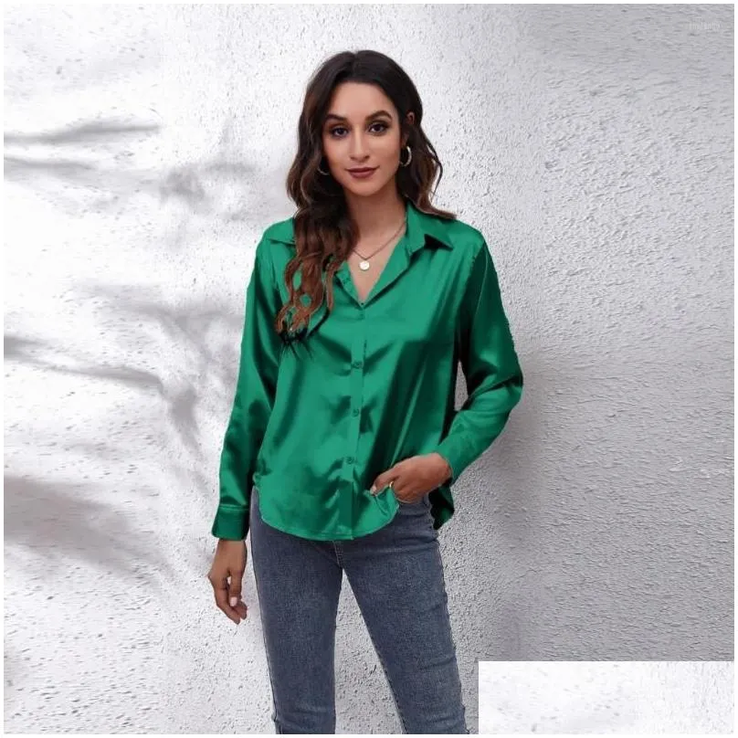 womens blouses womens satin silk blouse v neck button down long sleeve casual summer dressy tops for work professional