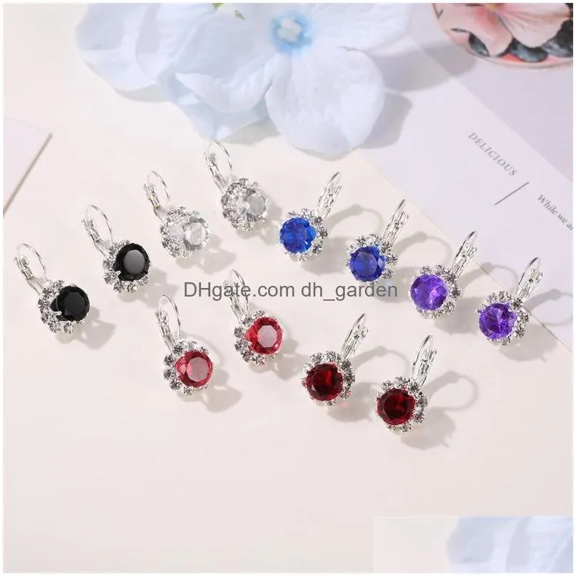 fashion sun flower stud earring multicolor crystal drop earrings long silver plated ear hook for ladies elegant wedding party