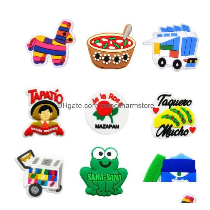 wholesale 100 styles mexican random different shoe charms fits for clog shoes decorations bracelet party favor