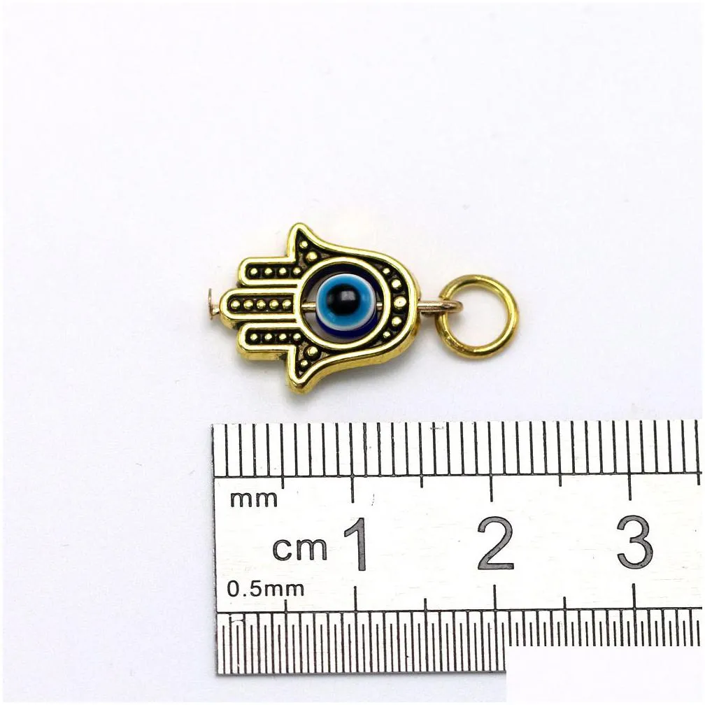 Charms 100Pcs Turkish Hamsa Hand Blue Evil Eye Charms Pendant For Jewelry Making Findings Diy Drop Delivery Jewelry Jewelry Dhgarden Dhjz0