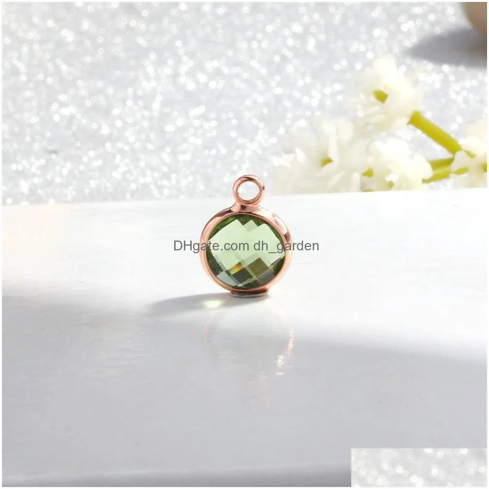 diy birthstone crystal glass pendant rose gold charm bracelet bangle necklace lucky simple colorful fashion jewelry for women wholesale