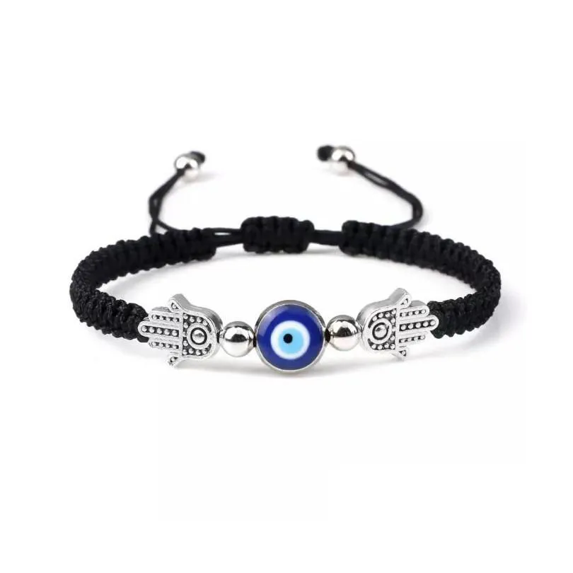 Charm Bracelets New Turkish Evil Eye Bracelet For Women Men Lucky Braided Red String Retro Elephant Couple Friendship Wish G Dhgarden Dhqyn