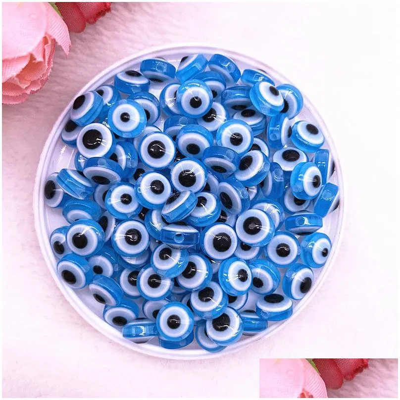 Resin 200Pcs 11Mm Oval Shape Spacer Beads Evil Eye Stripe Resin For Jewelry Making Bracelet Necklace Charms Drop Delivery Je Dhgarden Dheqt