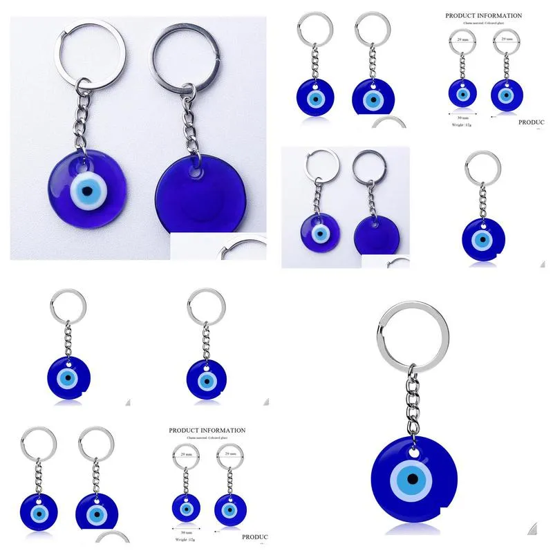 Key Rings Turkish Blue Evil Eye Key Rings Keychain Charms Pendants Crafting Glass With Keyring Hanging Ornament Jewelry Acce Dhgarden Dh3Qj