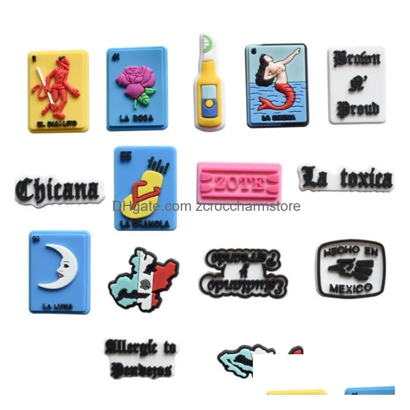 fast delivery wholesale mexican style pvc shoes charms for croc accessories