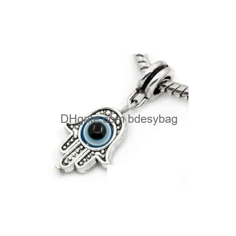 Charms 100Pcs/Lot Hand Evil Eye Charms Big Hole Beads Dangle For Jewelry Making Findings Drop Delivery Jewelry Jewelry Findings Compon Dh8Bs