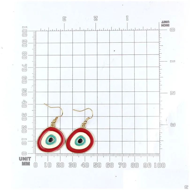 Dangle & Chandelier Wholesale Heart Shaped Evil Eye Dangle Earrings Geometric Round Irregar Enamel For Women Jewelry Gift Dr Dhgarden Dhdsi