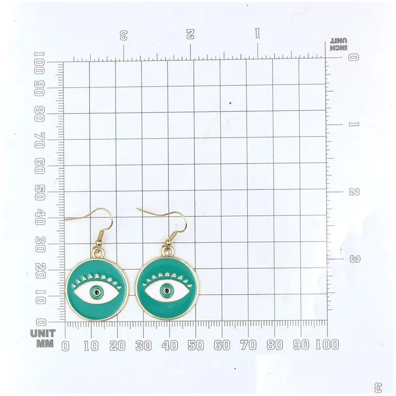 Dangle & Chandelier Wholesale Heart Shaped Evil Eye Dangle Earrings Geometric Round Irregar Enamel For Women Jewelry Gift Dr Dhgarden Dhdsi