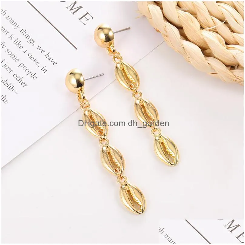 fashion bohemian gold shell earrings starfish pearl pendant ear drop for women dangle earrings gold silver jewelry giftz