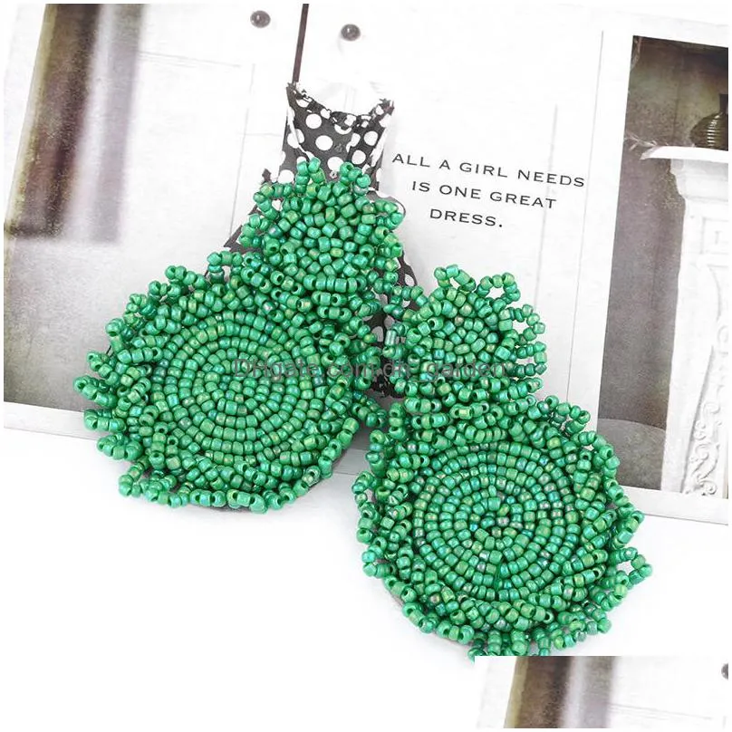 handmade beaded earrings fashion bohemian hoop earring statement drop bead earrings for women girls jewelry giftz