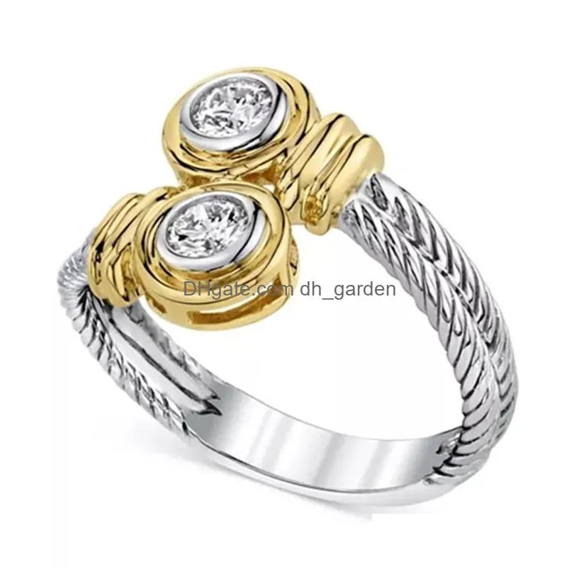 trendy punk style two color mahogany zircon ring womens ring jewelry wholesale