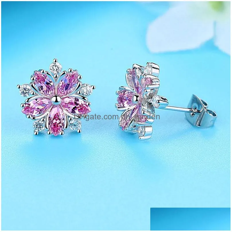 cherry blossom jewelry set elegance sakura flower pendant necklace stud earrings for bridesmaid jewelry sets giftz