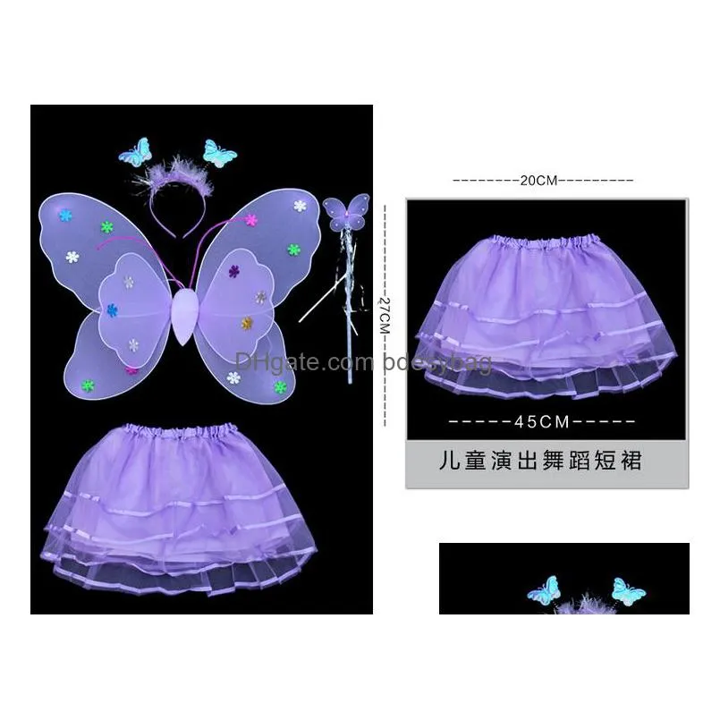 lovely girl butterfly wings fairy child custome tutu dress up outfits 4 sets new offering discounts