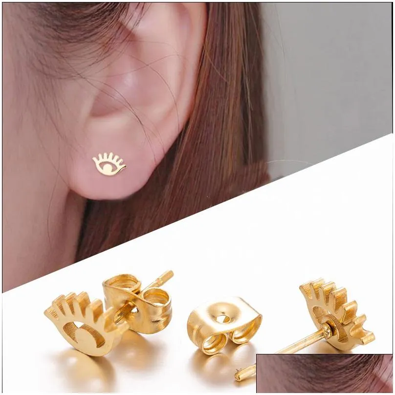 Stud 2021 Trendy Turkish Evil Eyes Earrings Fashion Jewelry Sier Gold Stainless Steel Stud Earring For Women Men Wholesale D Dhgarden Dhats