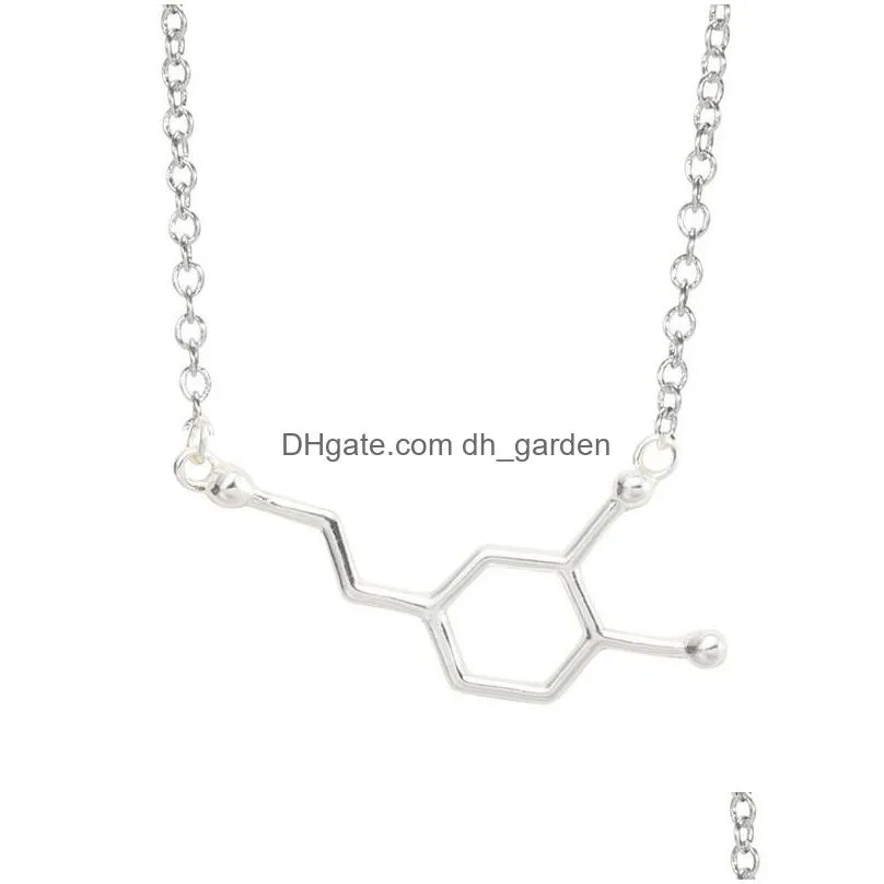 new arrival chemical molecule necklace unique geometric dainty pendant necklace for women girls gold elegant long chain charm