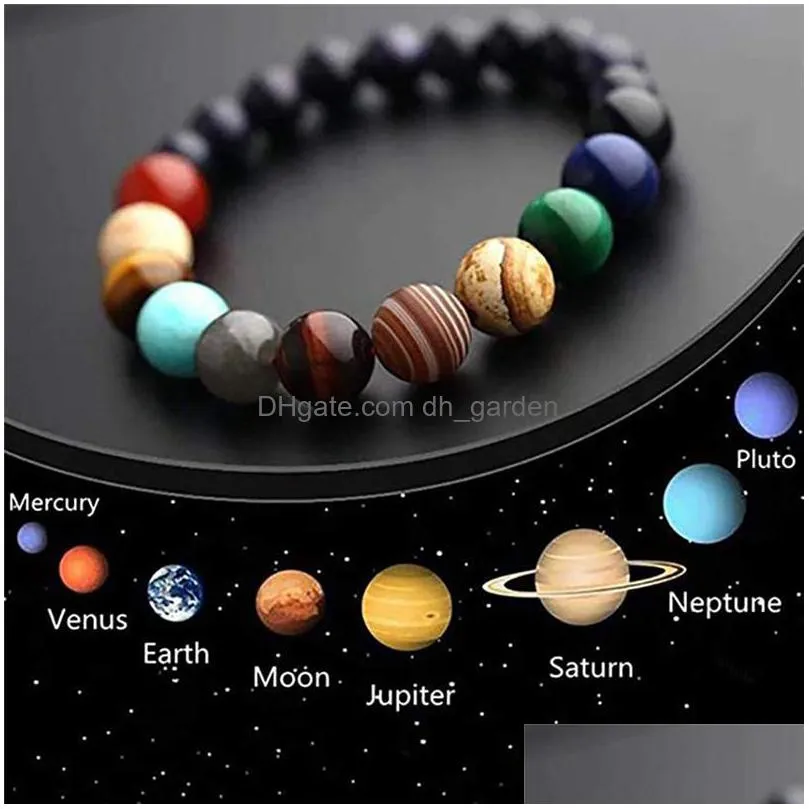 new eight planets bead bracelet men natural stone universe solar yoga chakra elastic string bracelet for men jewelry wholesale 2020z