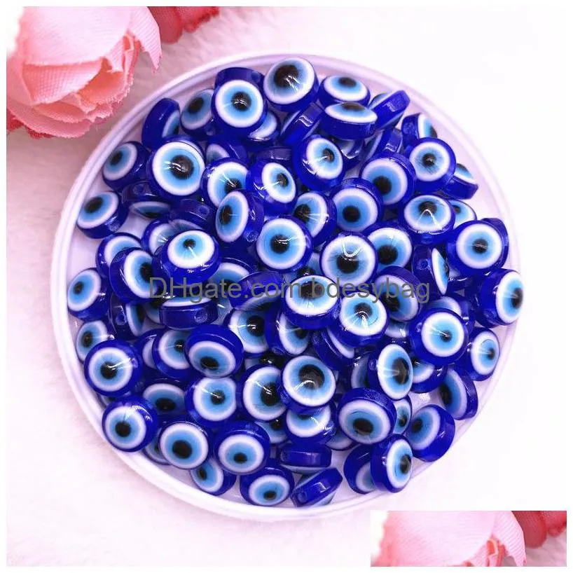 Resin 200Pcs 11Mm Oval Shape Spacer Beads Evil Eye Stripe Resin For Jewelry Making Bracelet Necklace Charms Drop Delivery Jewelry Loos Dh6Ug
