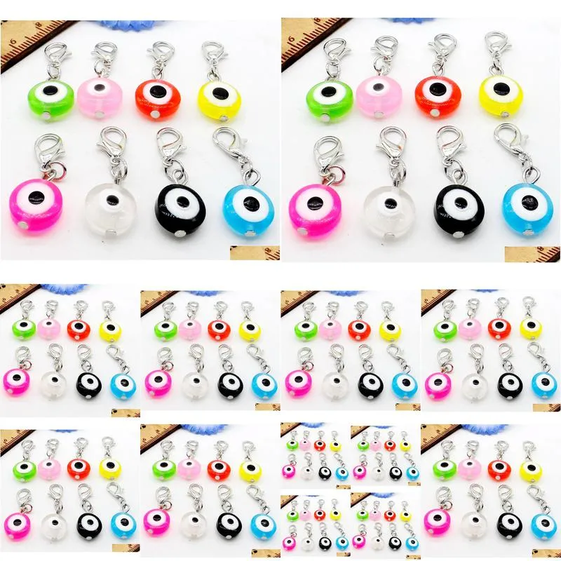 Charms 200Pcs/Lot Mixed Turkish Evil Eye Charms Lobster Clasp Dangle For Jewelry Makings Diy 32X11Mm Drop Delivery Jewelry J Dhgarden Dhugo