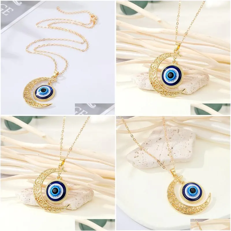 Pendant Necklaces Fashion Turkish Evil Eyes Pendant Necklace For Women Vintage Bohemian Devil Choker Necklaces Girl Party Mi Dhgarden Dhsdx