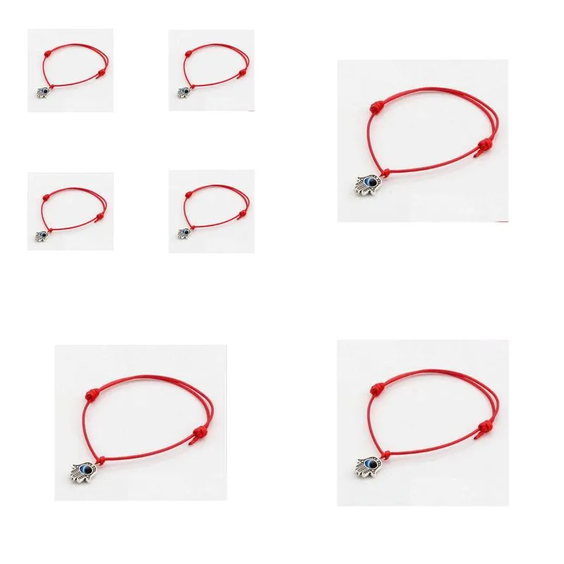 Charm Bracelets 100Pcs/Lot Lucky String Evil Eye Red Wax Cord Adjustable Bracelet Diy Jewelry New Drop Delivery Jewelry Brace Dhgarden Dh1Pc