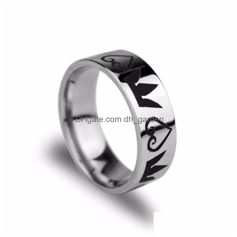 trendy hip hop heart crown ring men accessories vintage punk rock stainless steel ring for men valentines day jewelry wholesale