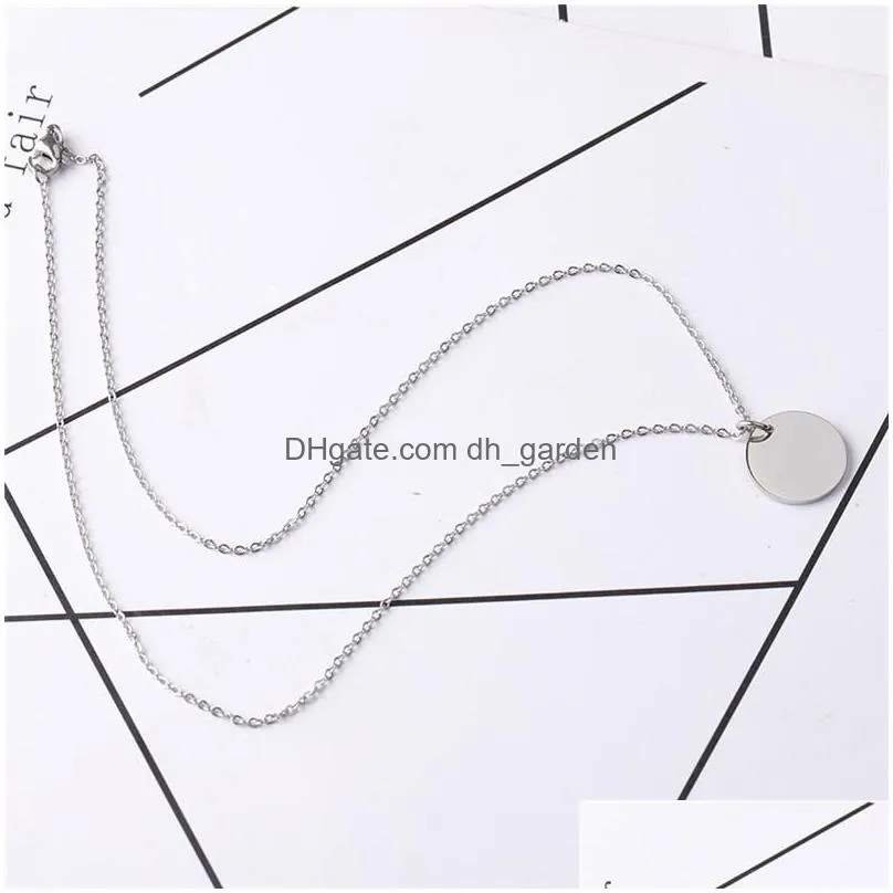 diy round coin pendant necklaces for women gold silver chain collares minimalist clavicle necklace trendy valentines day jewerly