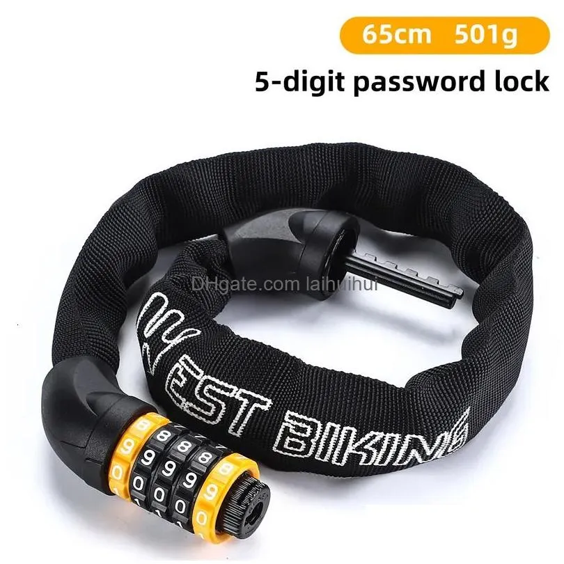 bike locks west biking bike chain lock anti-theft heavy duty security password thick chain mtb bike motorcycle door scooter bicycle lock