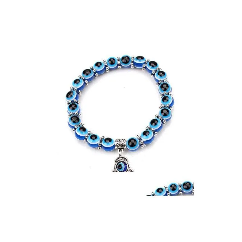 Beaded 10Pcs/Lot Fashion Blue Evil Eye Bracelets Lucky Charms Bangle Jewelry Diy For Drop Delivery Jewelry Bracelets Dhgarden Dhk2T