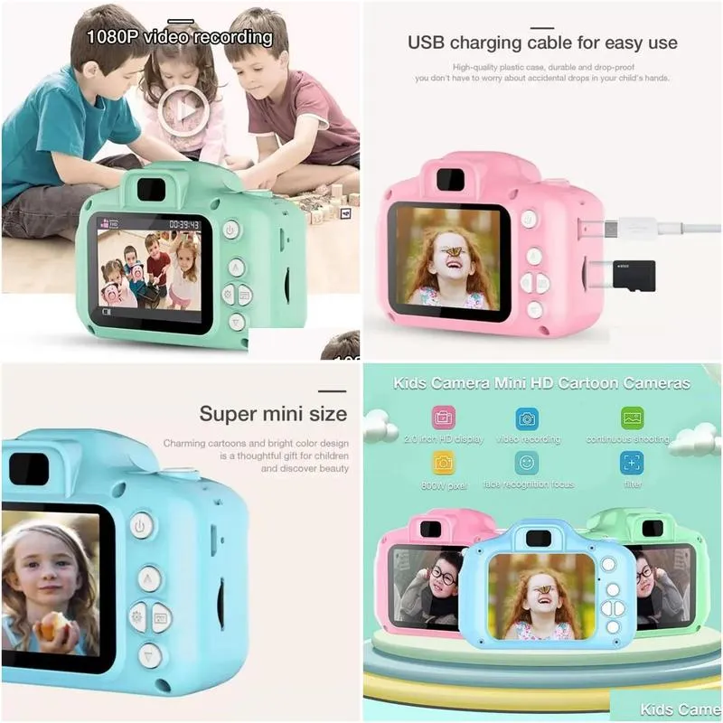ups sample kids camera children mini party favor digital camera cute cartoon cam 13mp 8mp slr toys for birthday gift 2 inch screen take pictures
