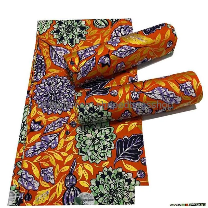 Fabric And Sewing 100% Cotton Top Golden Powder Prints Real Wax African Fabric Latest Designer Sewing Wedding Dress Tissu Making Craft Dh0Zy