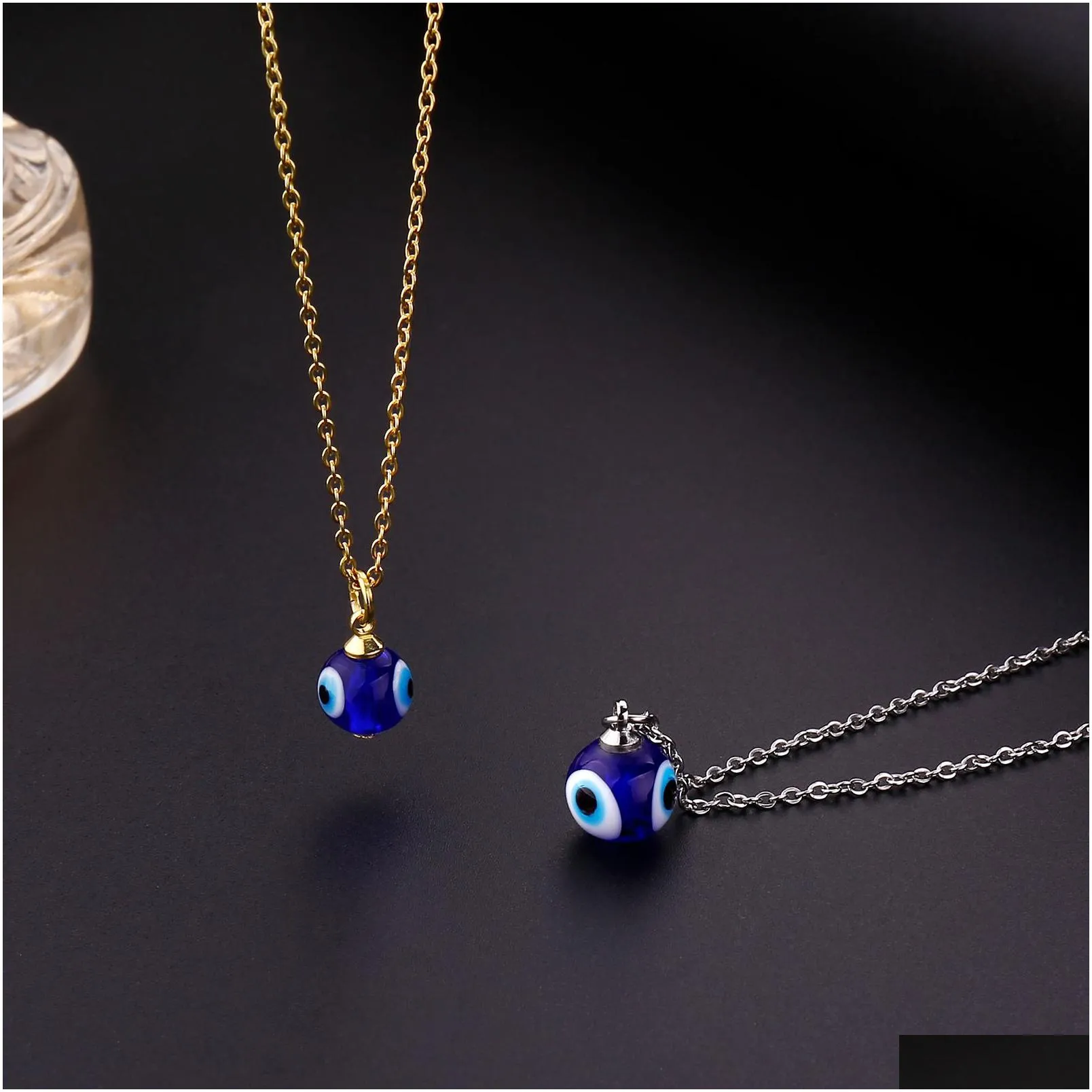 Pendant Necklaces 2022 New Fashion Turkish Evil Eye Blue Amet Necklace Pendant Women Accessories Friendship Jewelry Lucky Gi Dhgarden Dh5Qx